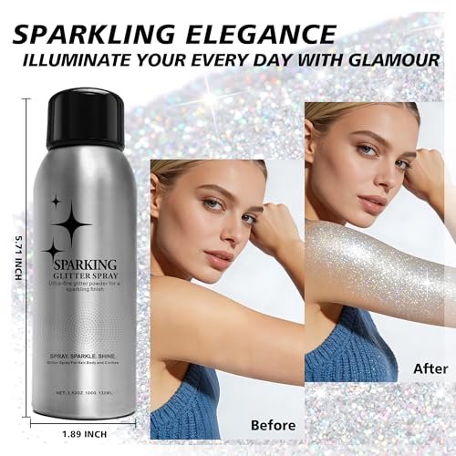 Mifeloy Silvery Hair and Body Glitter Spray - Long-Lasting Shimmer for Festivals, Concerts, and Proms - Quick-Drying Glitter Hairspray for Men and Women (100ml) - görsel 4