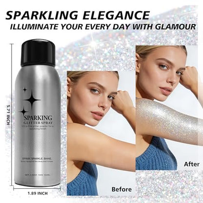 Mifeloy Silvery Hair and Body Glitter Spray - Long-Lasting Shimmer for Festivals, Concerts, and Proms - Quick-Drying Glitter Hairspray for Men and Women (100ml)