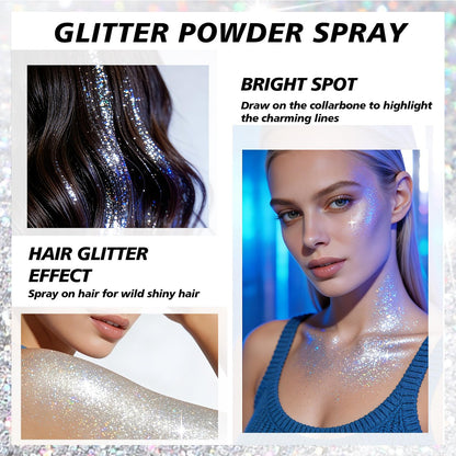 Mifeloy Silvery Hair and Body Glitter Spray - Long-Lasting Shimmer for Festivals, Concerts, and Proms - Quick-Drying Glitter Hairspray for Men and Women (100ml)
