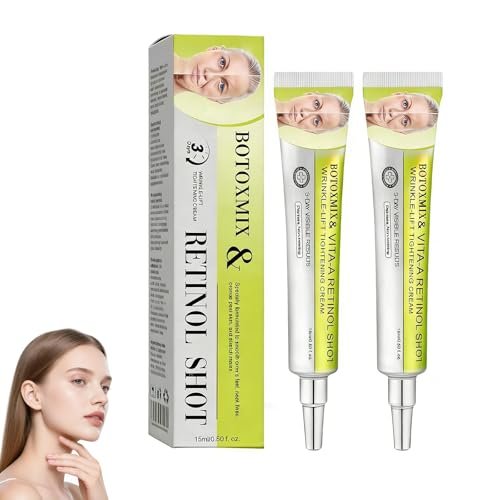 Botoxmix & Vita-A Retinol Shot Wrinkle-Lift Tightening Cream - Advanced Retinol Body Lotion, Anti Wrinkle Cream with Natural Pore Minimizer for All Skin Types, 15ml (2-Pack) Avelisse