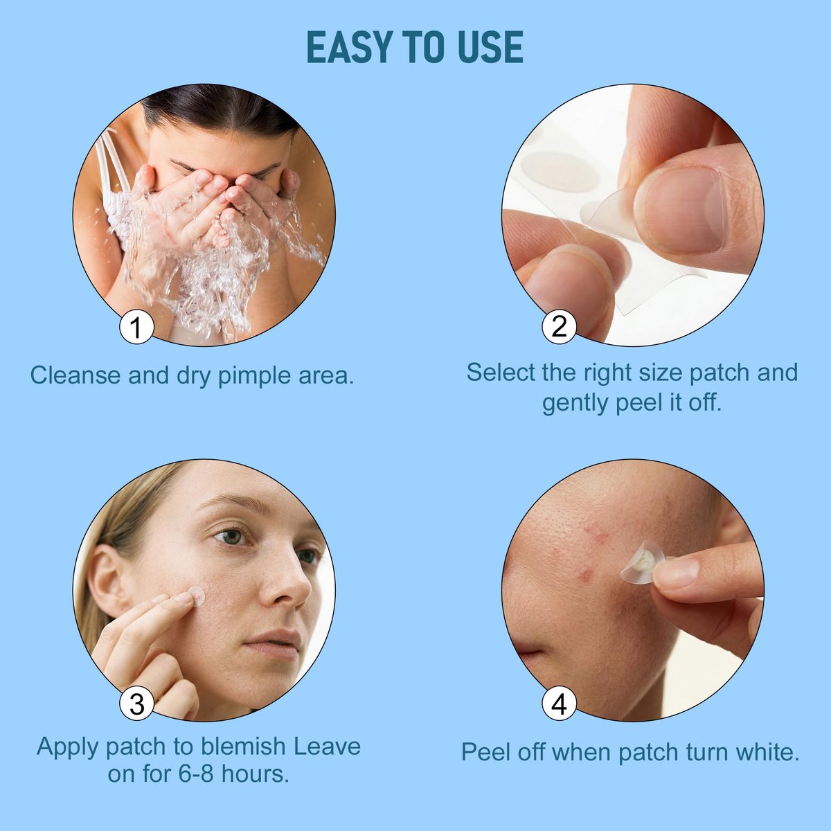 1250 Count Pimple Patches for Face - 3 Sizes (8mm, 10mm, 12mm) Hydrocolloid Acne Patches, Cute Round Acne Stickers, Covers Zits, Blemishes & Breakouts – Gentle on All Skin Types - görsel 13
