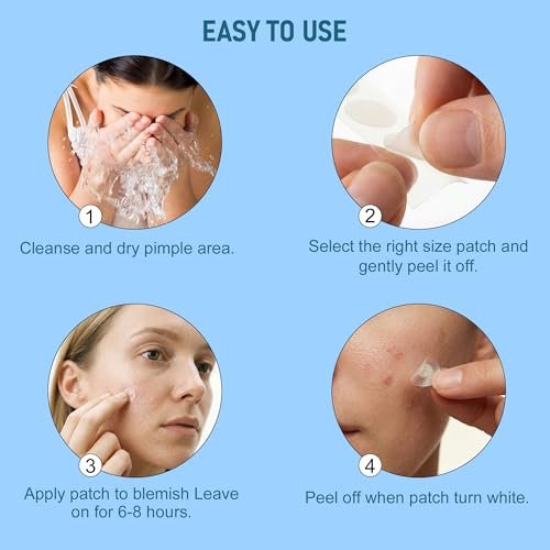 1250 Count Pimple Patches for Face - 3 Sizes (8mm, 10mm, 12mm) Hydrocolloid Acne Patches, Cute Round Acne Stickers, Covers Zits, Blemishes & Breakouts – Gentle on All Skin Types - görsel 14