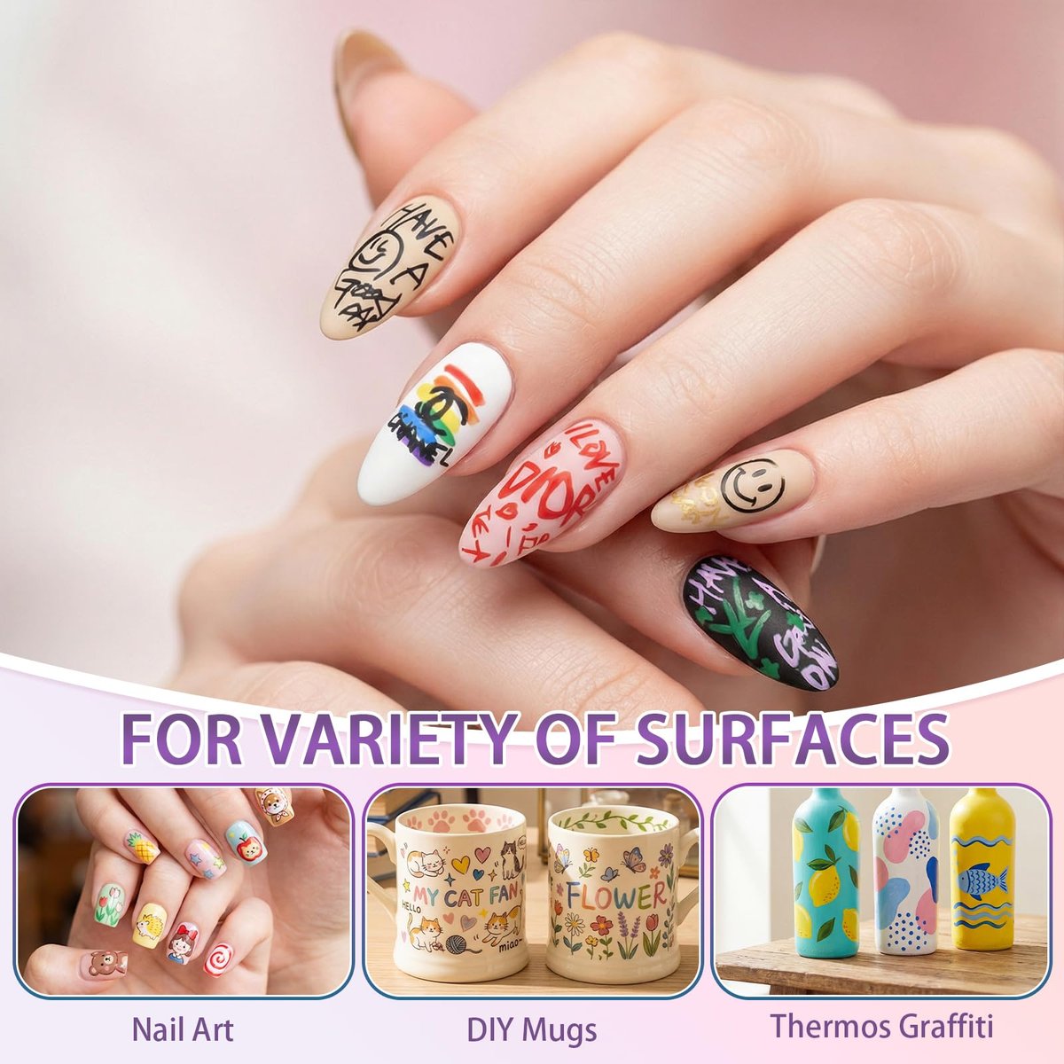 SKUPHI 12 Color Nail Art Pens – 0.5 mm Precision Nail Polish Pens Set for DIY Manicure, Waterproof & Quick-Drying Avelisse