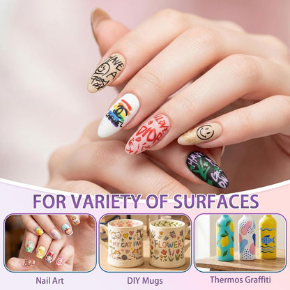 SKUPHI 12 Color Nail Art Pens – 0.5 mm Precision Nail Polish Pens Set for DIY Manicure, Waterproof & Quick-Drying Avelisse