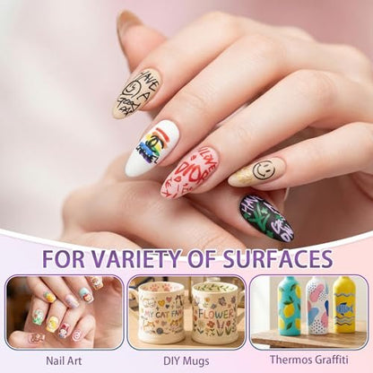 SKUPHI 12 Color Nail Art Pens – 0.5 mm Precision Nail Polish Pens Set for DIY Manicure, Waterproof & Quick-Drying Avelisse