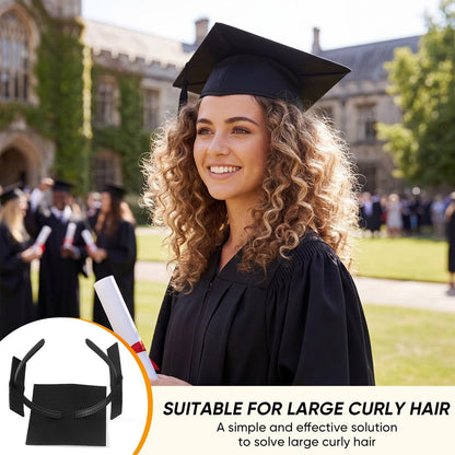 YFJOLEN 2 Pack Graduation Cap Headbands - Black Grad Cap Hairband Inserts for Perfect Fit, Graduation Hat Accessories for Students