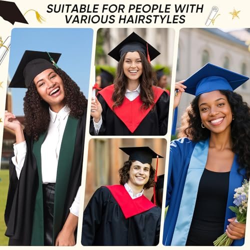 YFJOLEN 2 Pack Graduation Cap Headbands - Black Grad Cap Hairband Inserts for Perfect Fit, Graduation Hat Accessories for Students - görsel 14