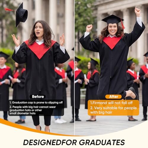 YFJOLEN 2 Pack Graduation Cap Headbands - Black Grad Cap Hairband Inserts for Perfect Fit, Graduation Hat Accessories for Students - görsel 12