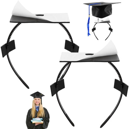 YFJOLEN 2 Pack Graduation Cap Headbands - Black Grad Cap Hairband Inserts for Perfect Fit, Graduation Hat Accessories for Students