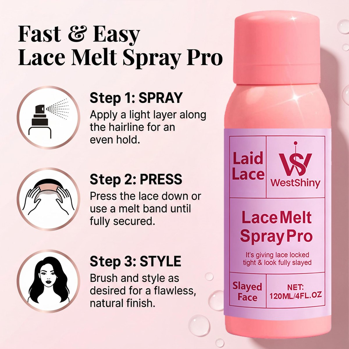 WestShiny Lace Melting Spray - Extra Hold Wig Adhesive for Lace Closures & Wigs, 4 fl oz - görsel 9
