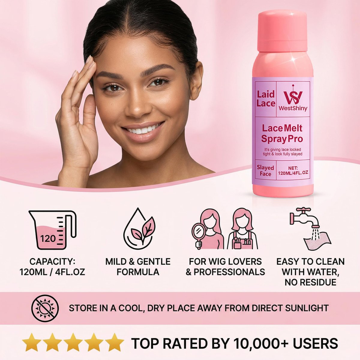 WestShiny Lace Melting Spray - Extra Hold Wig Adhesive for Lace Closures & Wigs, 4 fl oz - görsel 5