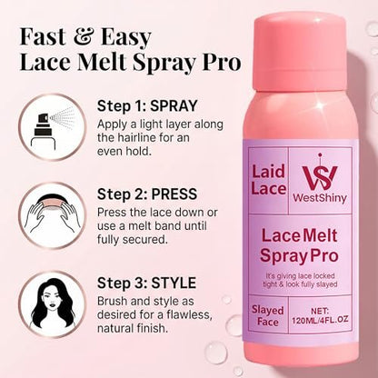WestShiny Lace Melting Spray - Extra Hold Wig Adhesive for Lace Closures & Wigs, 4 fl oz