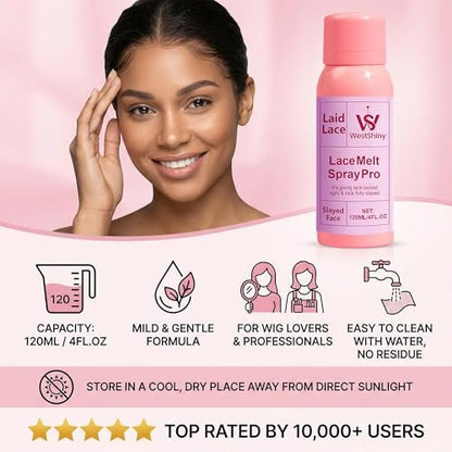 WestShiny Lace Melting Spray - Extra Hold Wig Adhesive for Lace Closures & Wigs, 4 fl oz