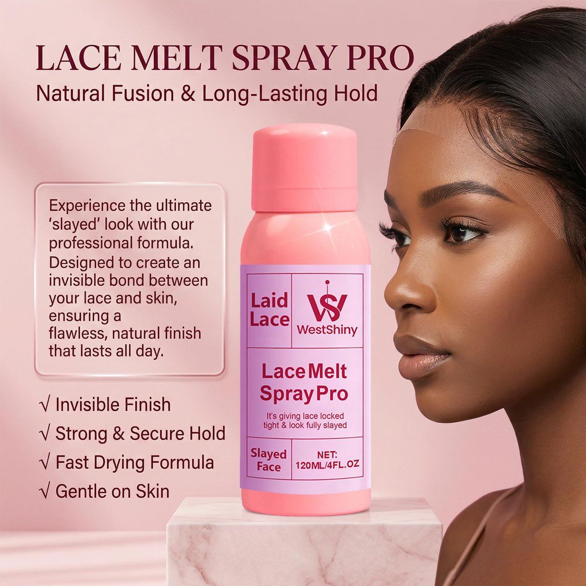 WestShiny Lace Melting Spray - Extra Hold Wig Adhesive for Lace Closures & Wigs, 4 fl oz - görsel 3