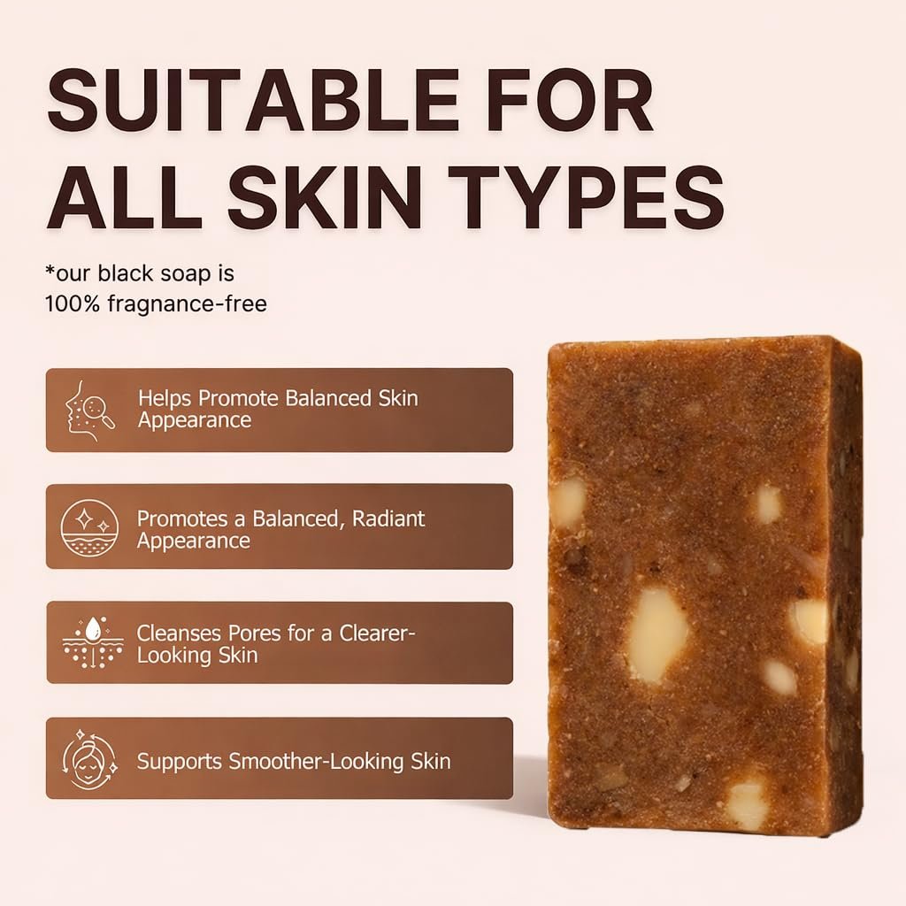Kalani Glow African Black Soap – Raw African Black Soap Bar for Hydrating Dry Skin, Supports Even Skin Tone for Face & Body Wash, 3.53 oz Avelisse