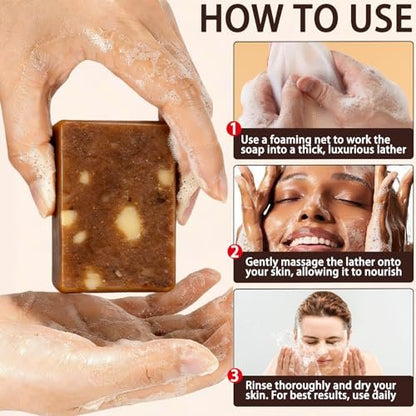 Kalani Glow African Black Soap – Raw African Black Soap Bar for Hydrating Dry Skin, Supports Even Skin Tone for Face & Body Wash, 3.53 oz Avelisse