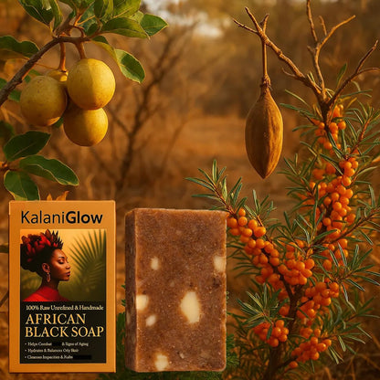 Kalani Glow African Black Soap – Raw African Black Soap Bar for Hydrating Dry Skin, Supports Even Skin Tone for Face & Body Wash, 3.53 oz Avelisse