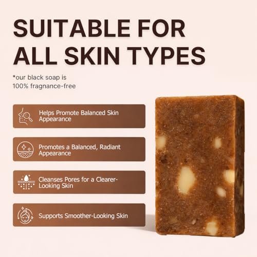 Kalani Glow African Black Soap – Raw African Black Soap Bar for Hydrating Dry Skin, Supports Even Skin Tone for Face & Body Wash, 3.53 oz Avelisse