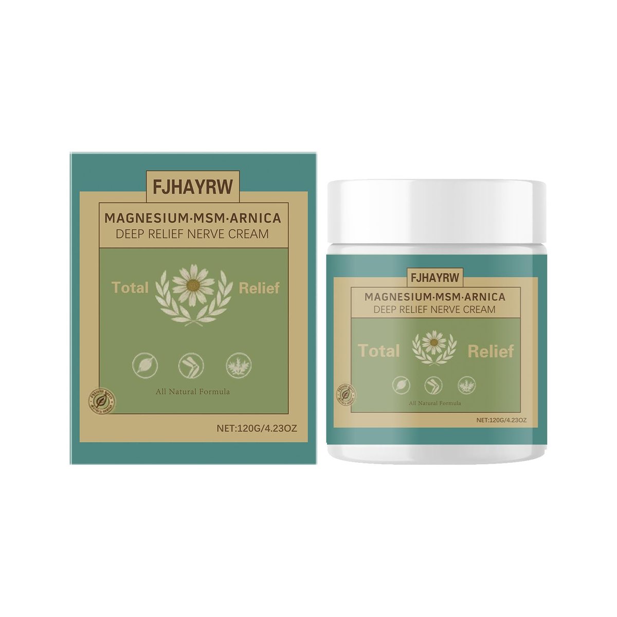 FJHAYRW Total Relief Soothing Magnesium Cream for Muscle Comfort, Nerve Relief Cream with MSM, Arnica, Non-Greasy Topical, Fast Absorbing, Joint Relief (120g) Avelisse