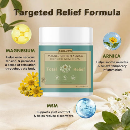 FJHAYRW Total Relief Soothing Magnesium Cream for Muscle Comfort, Nerve Relief Cream with MSM, Arnica, Non-Greasy Topical, Fast Absorbing, Joint Relief (120g) Avelisse