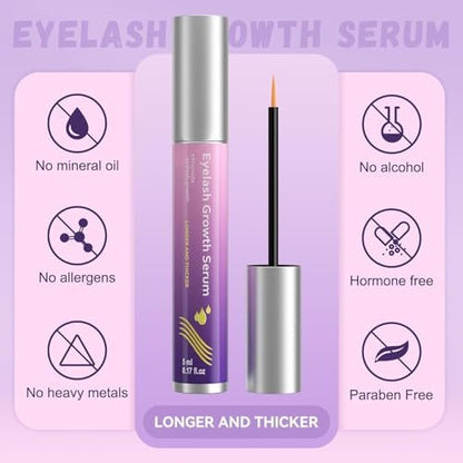 Lash Growth Serum - Gentle Daily Nourishing Treatment for Longer Thicker Fuller Lashes - Vegan Cruelty-Free Sensitive Eyes Safe (5ml) Avelisse