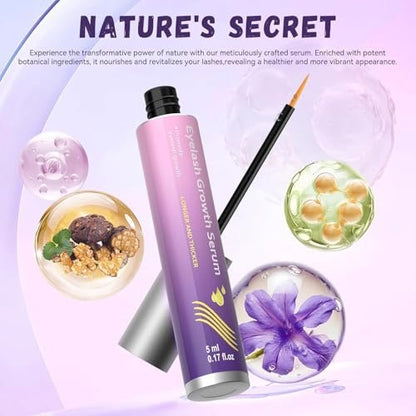Lash Growth Serum - Gentle Daily Nourishing Treatment for Longer Thicker Fuller Lashes - Vegan Cruelty-Free Sensitive Eyes Safe (5ml) Avelisse
