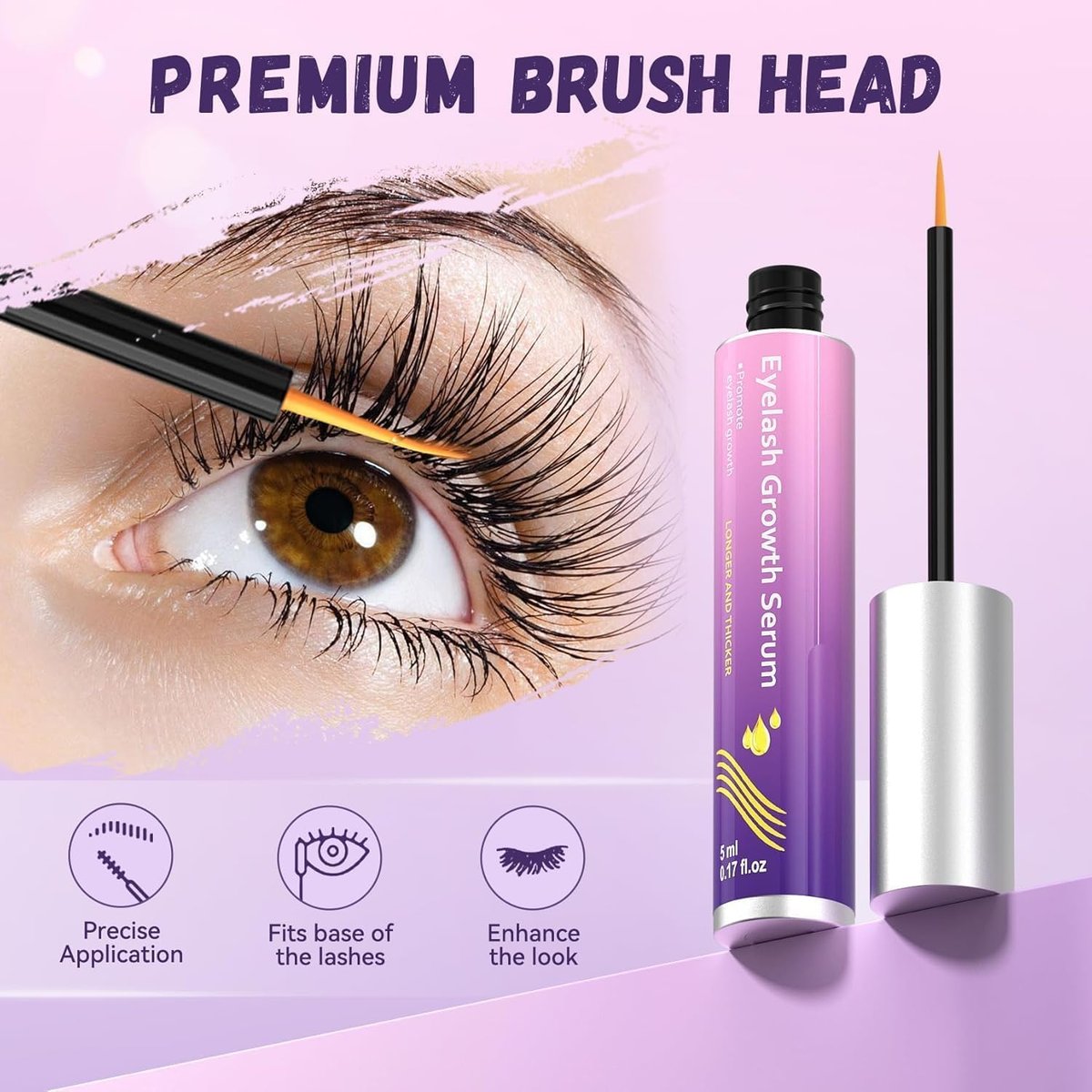 Lash Growth Serum - Gentle Daily Nourishing Treatment for Longer Thicker Fuller Lashes - Vegan Cruelty-Free Sensitive Eyes Safe (5ml) Avelisse