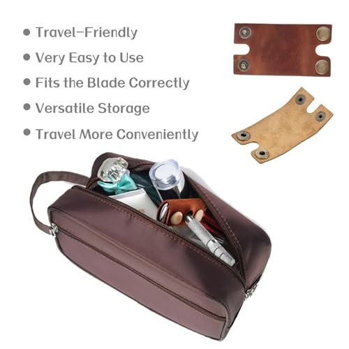 SIFFOI Genuine Cowhide Leather Case for Manual Safety Razor – Double Edge & Butterfly Razor Head Protective Cover – Travel Portable Shaving Razor Accessories - görsel 8