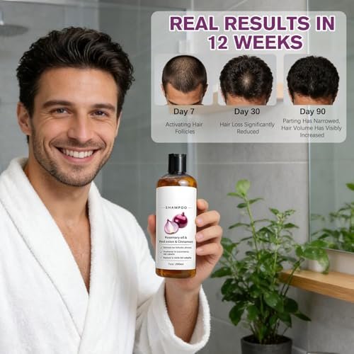Onion Shampoo for Men with Rosemary Oil, Red Onion & Cinnamon Extract - Strengthen Hair Roots, Promote Hair Growth, Prevent Hair Loss, 70 Fl Oz Avelisse