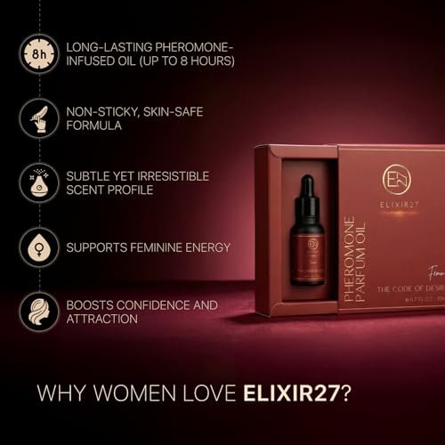 ELIXIR27 Pheromones Perfume Oil for Women – Luxury Feminine Fragrance Oil, Long-Lasting Scent with Raspberry, Jasmine & Vanilla Notes (0.7 Fl Oz) Avelisse