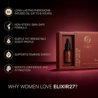 ELIXIR27 Pheromones Perfume Oil for Women – Luxury Feminine Fragrance Oil, Long-Lasting Scent with Raspberry, Jasmine & Vanilla Notes (0.7 Fl Oz) Avelisse