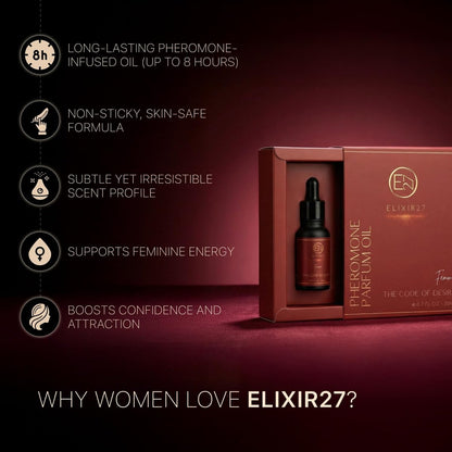 ELIXIR27 Pheromones Perfume Oil for Women – Luxury Feminine Fragrance Oil, Long-Lasting Scent with Raspberry, Jasmine & Vanilla Notes (0.7 Fl Oz) Avelisse