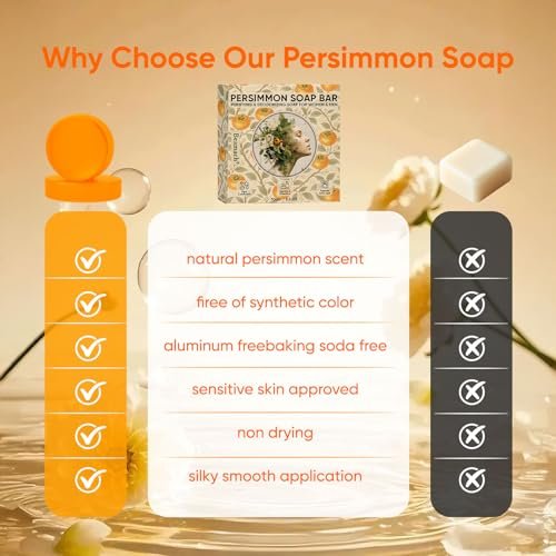 MALVAY 2-Pack Persimmon Soap for Old People Smell - Japanese Persimmon & Green Tea Extract - Natural Deodorant Soap for Men & Women, Gentle on All Skin Types Avelisse