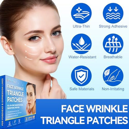 XCTTDXEH Triangle Wrinkle Patches for Eyes, Mouth, Forehead – 288 Hypoallergenic Anti-Wrinkle Pads for Elevens & Crow's Feet Avelisse