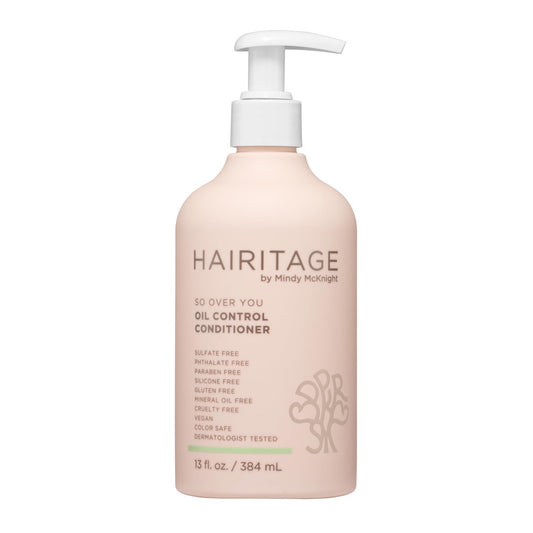Hairitage Oil Control Clarifying Hair & Scalp Conditioner - Removes Buildup, Moisturizing, Lightweight, with Aloe Vera, Probiotics, Papaya, Sulfate Free & Color Safe, Vegan - 13 Fl Oz