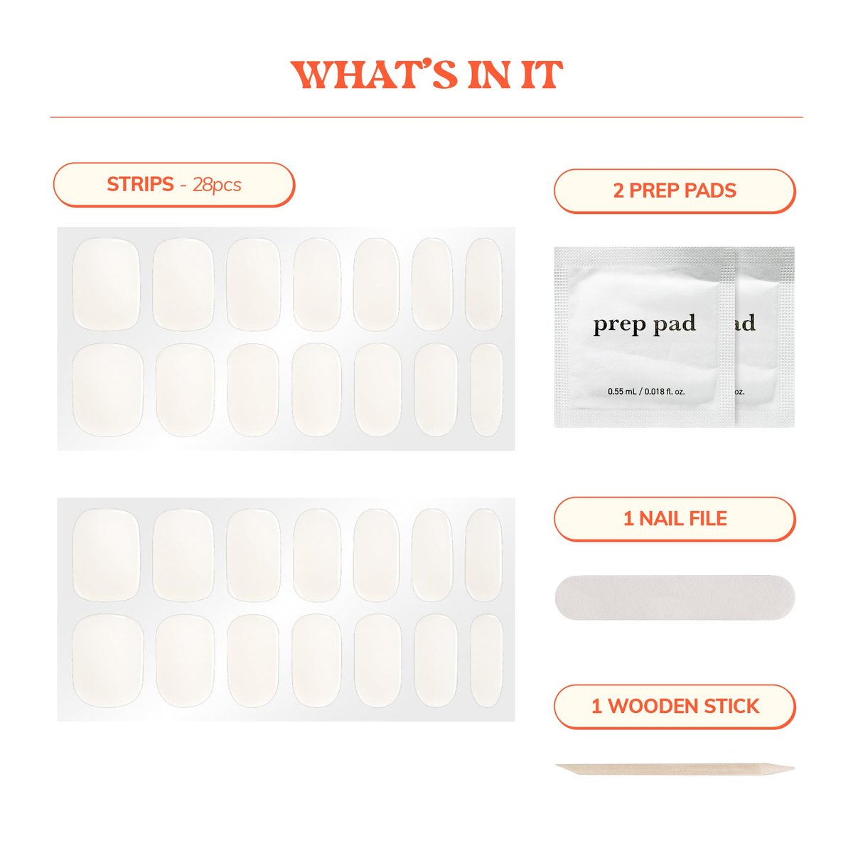 Heyhae Semi Cured Gel Nail Strips - White Jelly Design, No LED Lamp Needed, Salon Quality (28 Strips) - Hey, On My Milky Way - görsel 5