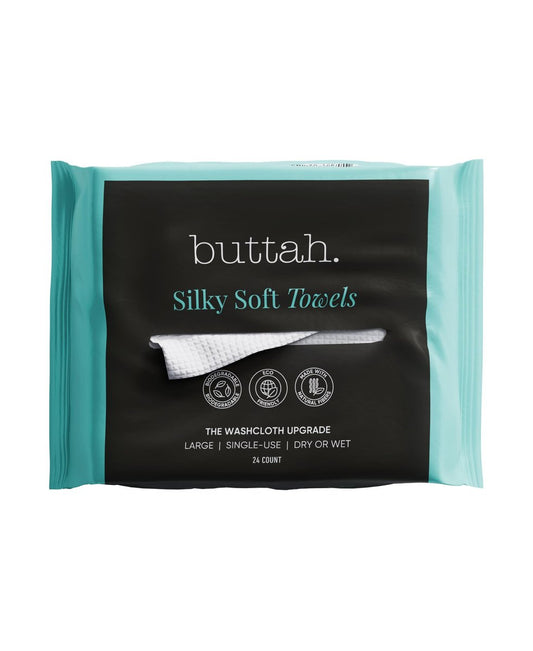 Buttah Skin Disposable Face Towels, 24 Count – Extra Thick, Soft, Large Towels for Sensitive Skin, Travel, and Makeup Removal Avelisse