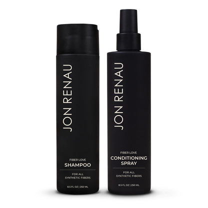 Jon Renau Fiber Love Wig Care Bundle - Sulfate & Paraben Free Synthetic Wig Shampoo and Leave-In Conditioning Spray (10.25 oz, Pack of 2) Avelisse