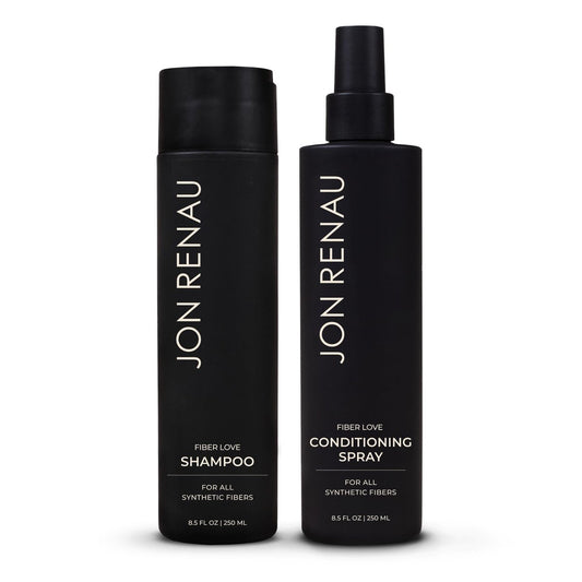 Jon Renau Fiber Love Wig Care Bundle - Sulfate & Paraben Free Synthetic Wig Shampoo and Leave-In Conditioning Spray (10.25 oz, Pack of 2) Avelisse