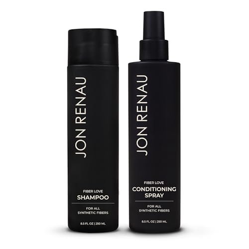 Jon Renau Fiber Love Wig Care Bundle - Sulfate & Paraben Free Synthetic Wig Shampoo and Leave-In Conditioning Spray (10.25 oz, Pack of 2) Avelisse