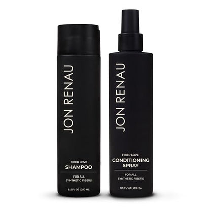 Jon Renau Fiber Love Wig Care Bundle - Sulfate & Paraben Free Synthetic Wig Shampoo and Leave-In Conditioning Spray (10.25 oz, Pack of 2) Avelisse