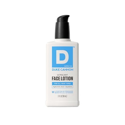 Duke Cannon Men's Face Lotion – Ultralight 3 oz Moisturizer for Daily Hydration & Healthy Skin Avelisse