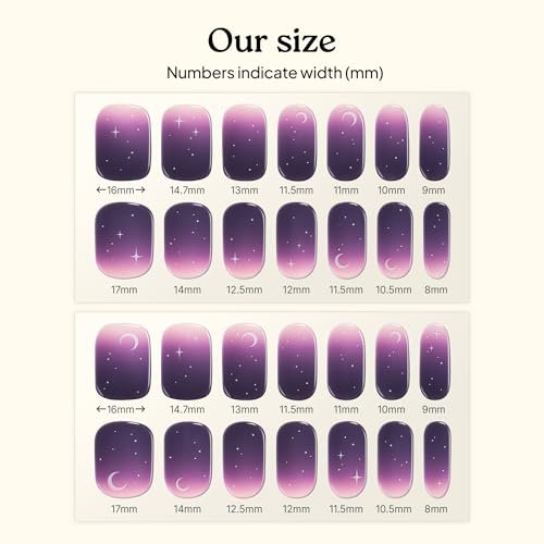 Heyhae Semi Cured Gel Nail Strips - No LED Lamp Needed | Purple Ombre | Salon Quality, Easy Apply & Remove | 28 Strips, Prep Pads, File & Stick | Hey, Born to Shine Avelisse