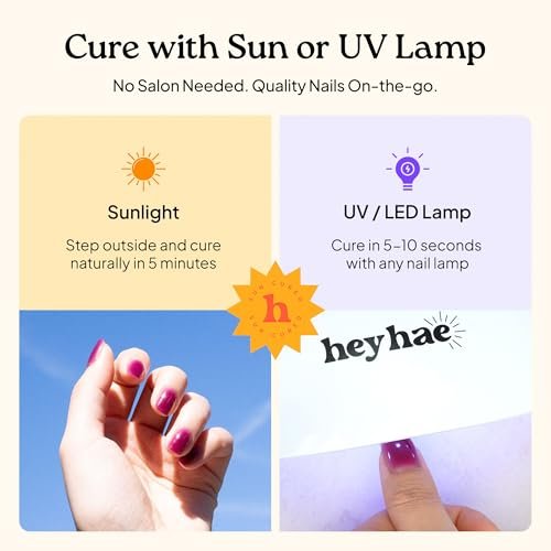 Heyhae Semi Cured Gel Nail Strips - No LED Lamp Needed | Purple Ombre | Salon Quality, Easy Apply & Remove | 28 Strips, Prep Pads, File & Stick | Hey, Born to Shine Avelisse