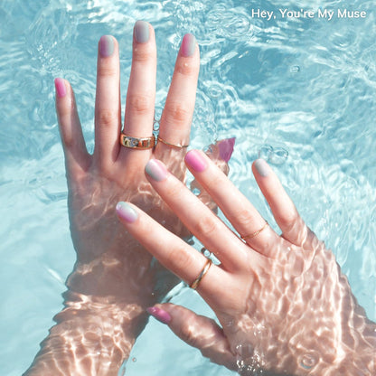 Heyhae Semi Cured Gel Nail Strips - Pink Rainbow Design, No LED Lamp Needed - Easy Apply & Remove, Salon Quality - 28 Strips, Prep Pads, File & Stick - Hey, You're My Muse Avelisse