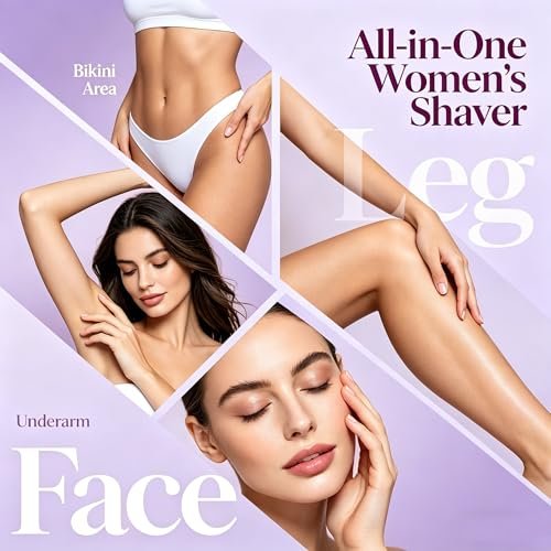 RtLvio 2-in-1 Dual Head Bikini Trimmer for Women - Cordless & Waterproof Electric Bikini Shaver & Body Shaver, Painless Hair Removal with Silky Glow Finish (Purple) Avelisse