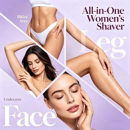 RtLvio 2-in-1 Dual Head Bikini Trimmer for Women - Cordless & Waterproof Electric Bikini Shaver & Body Shaver, Painless Hair Removal with Silky Glow Finish (Purple) Avelisse