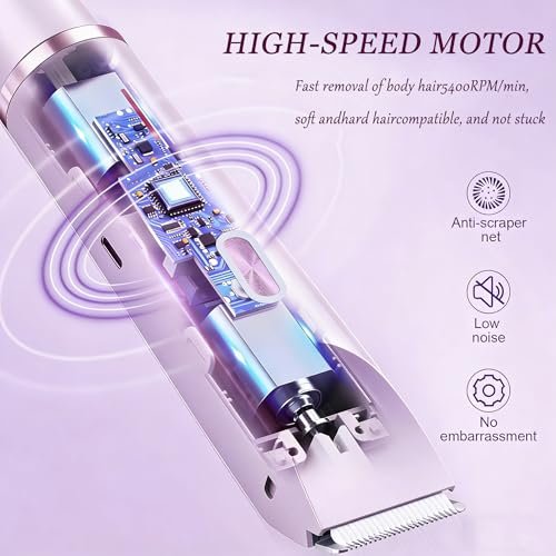 RtLvio 2-in-1 Dual Head Bikini Trimmer for Women - Cordless & Waterproof Electric Bikini Shaver & Body Shaver, Painless Hair Removal with Silky Glow Finish (Purple) Avelisse