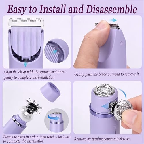 RtLvio 2-in-1 Dual Head Bikini Trimmer for Women - Cordless & Waterproof Electric Bikini Shaver & Body Shaver, Painless Hair Removal with Silky Glow Finish (Purple) Avelisse