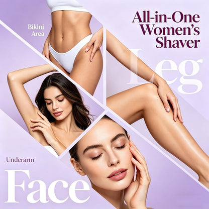 RtLvio 2-in-1 Dual Head Bikini Trimmer for Women - Cordless & Waterproof Electric Bikini Shaver & Body Shaver, Painless Hair Removal with Silky Glow Finish (Purple) Avelisse